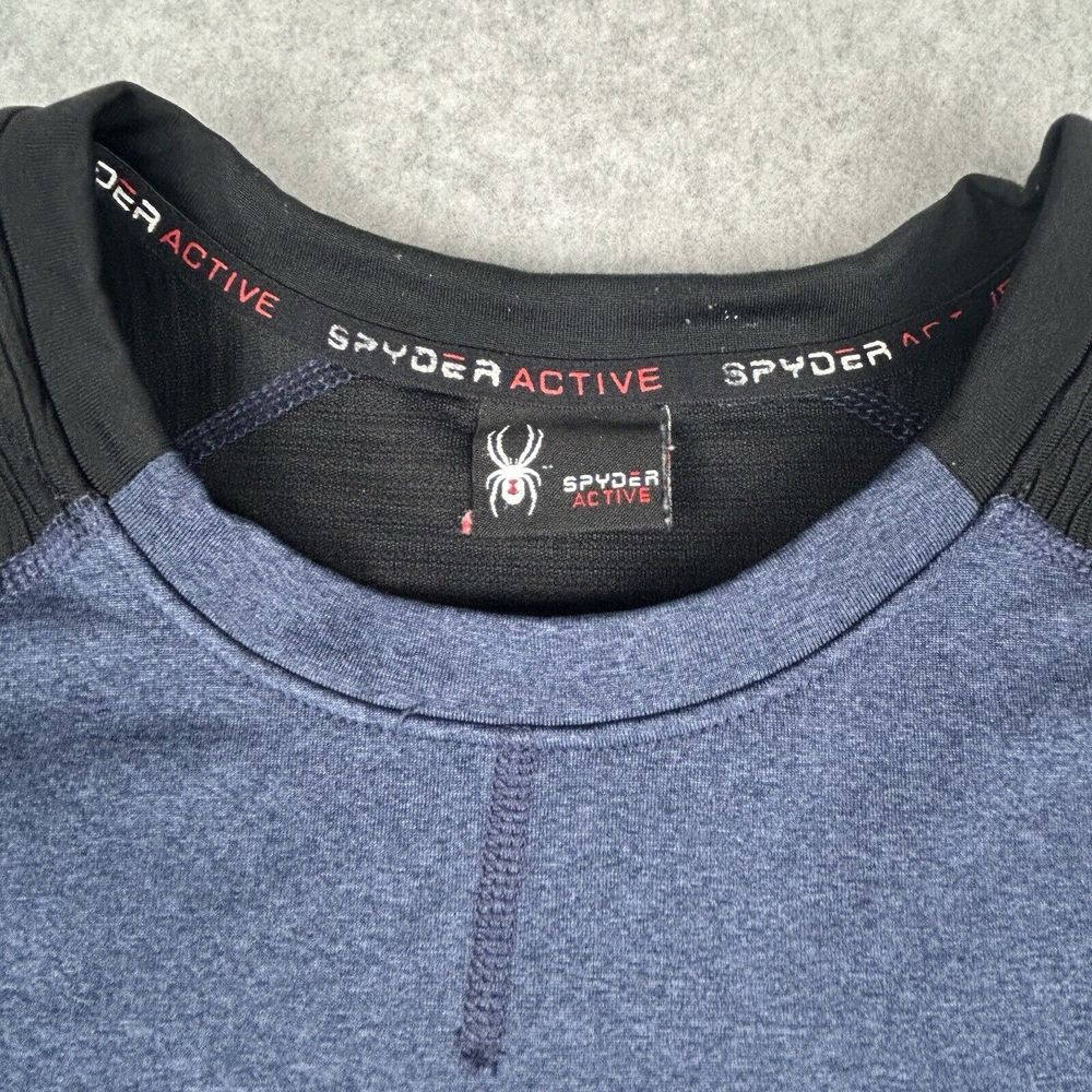 Spyder Active Shirt Mens M Blue/Black ProWeb Crew Neck Long Sleeve Pullover - Picture 3 of 9